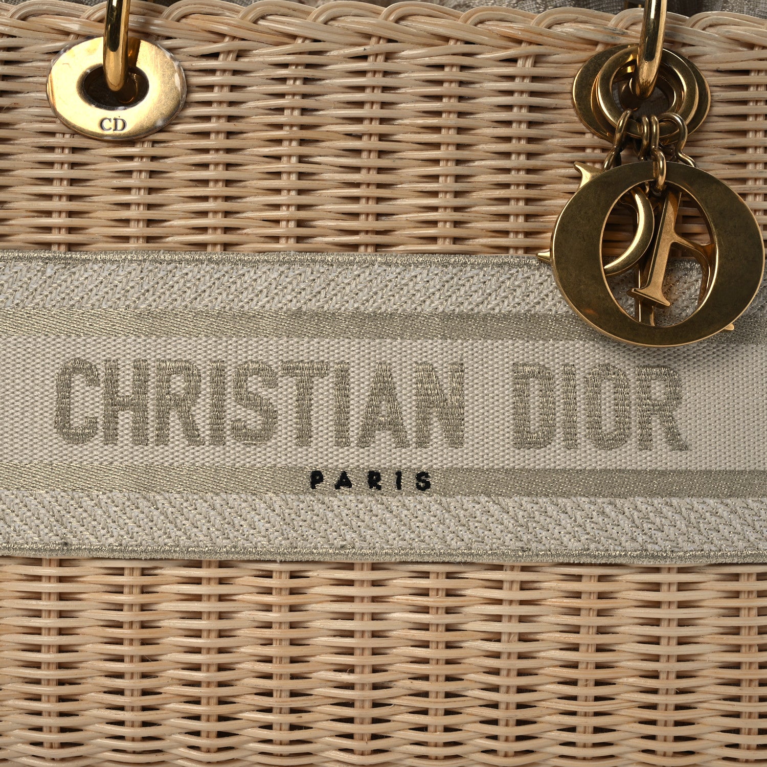 Christian Dior Wicker Oblique Medium Lady Dior Bag Beige 1691834