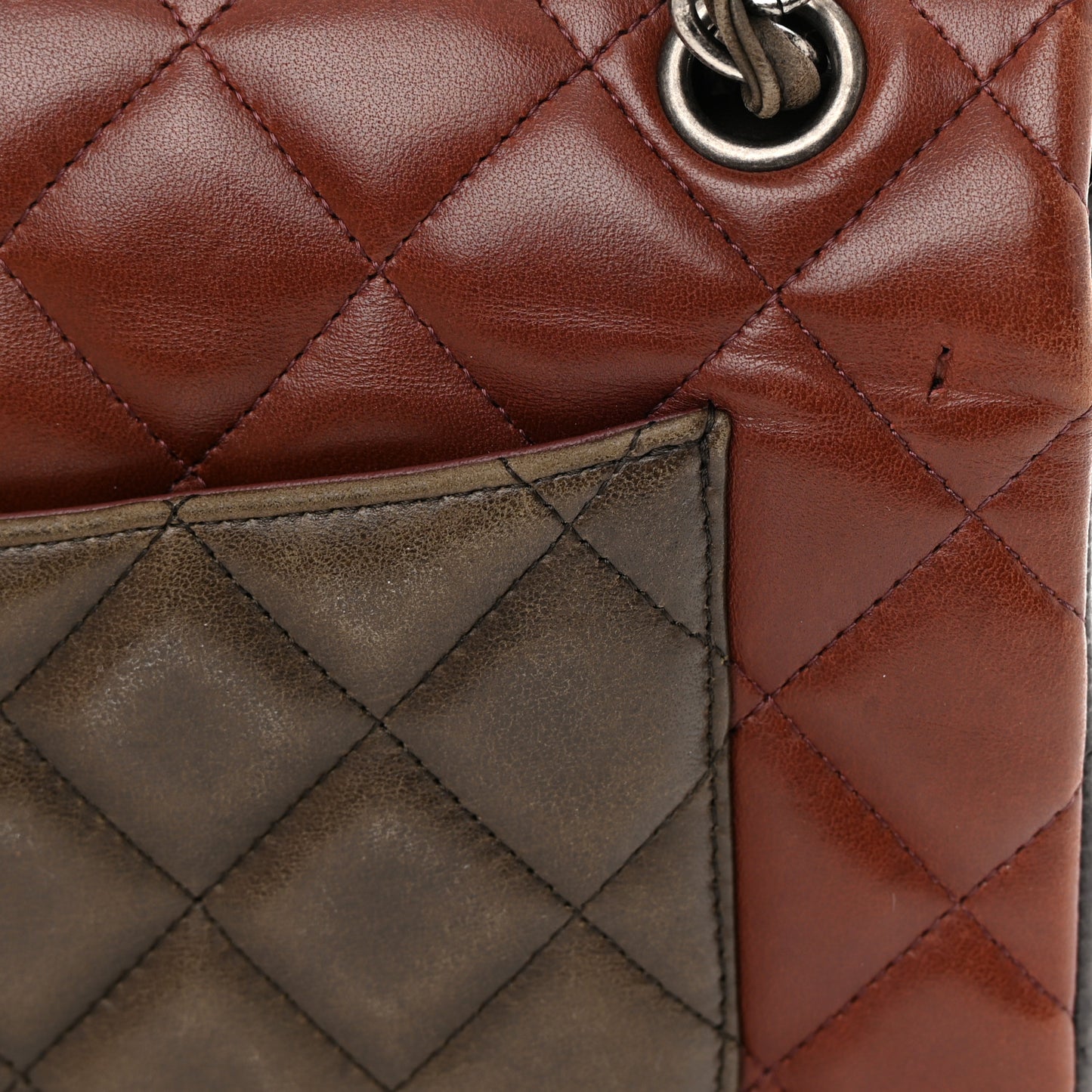 Lambskin Quilted Jumbo Tri-Color Double Flap Burgundy