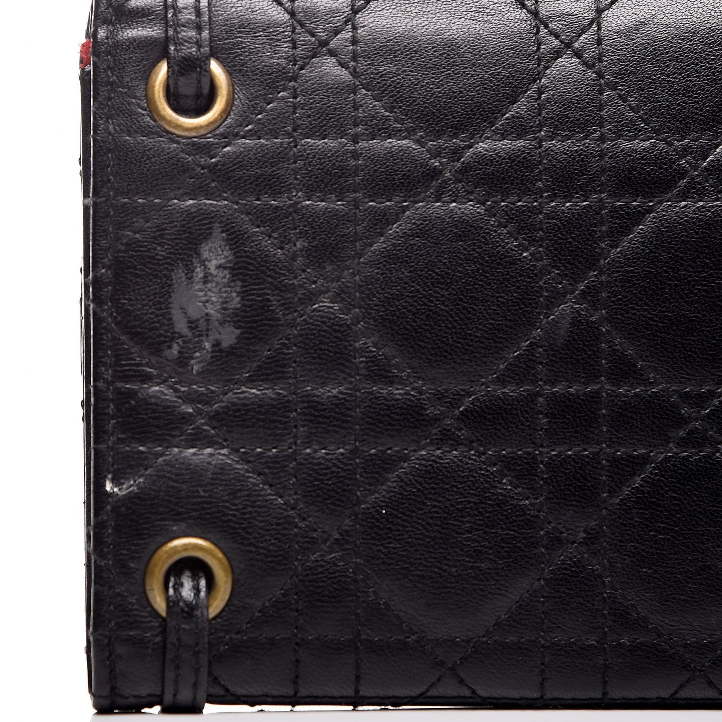 Lambskin Cannage D Clutch Wristlet Black