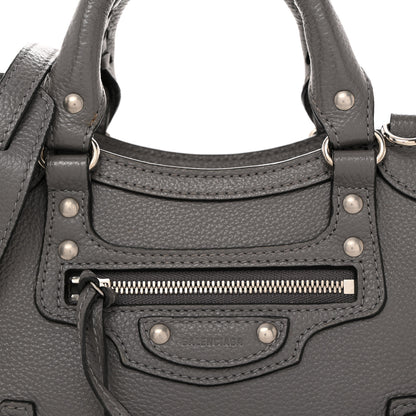Balenciaga Grained Calfskin Neo Classic Silver Hardware Mini City Dark Grey 7 of 9