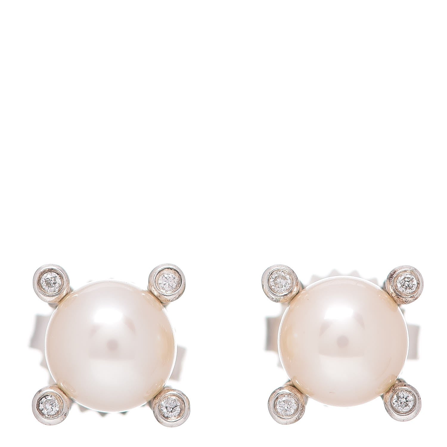 David Yurman Sterling Silver Diamond Pearl 7mm Earrings 5 of 8