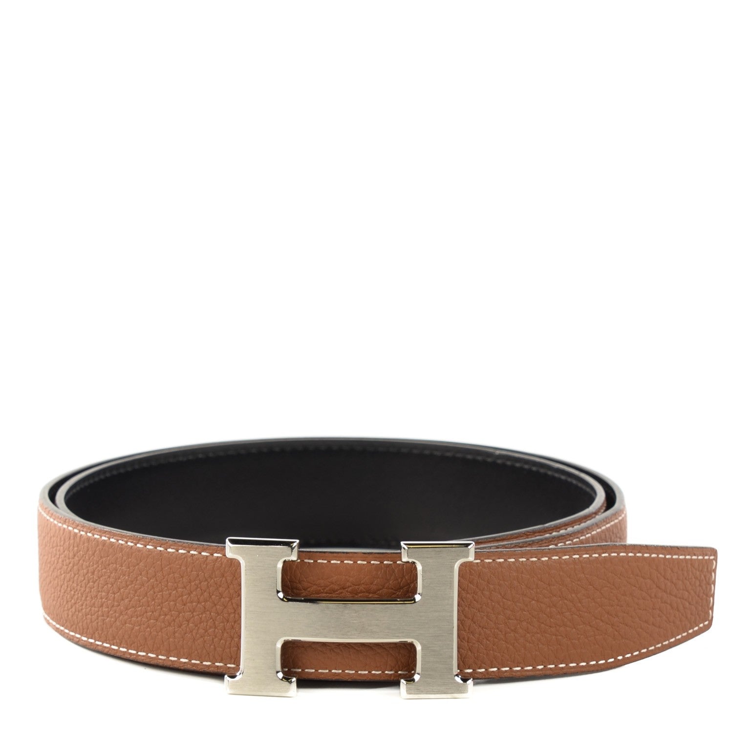 Hermes Box Togo 32mm H Belt 85 Black Gold 1 of 9