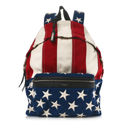 Saint Laurent Canvas American Flag Backpack Red White Blue 1 of 9