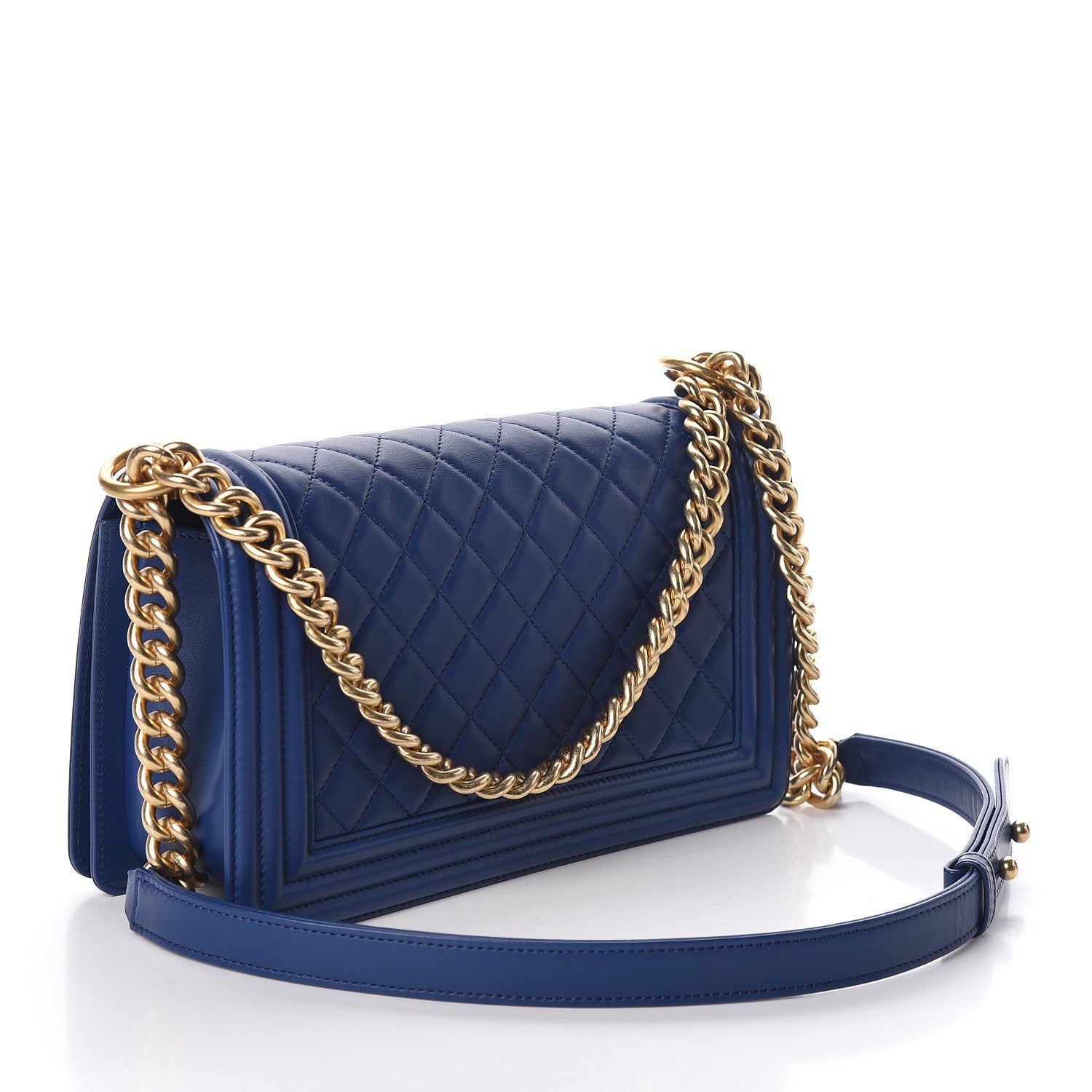 Chanel Lambskin Quilted Medium Boy Flap Dark Blue 3 of 13