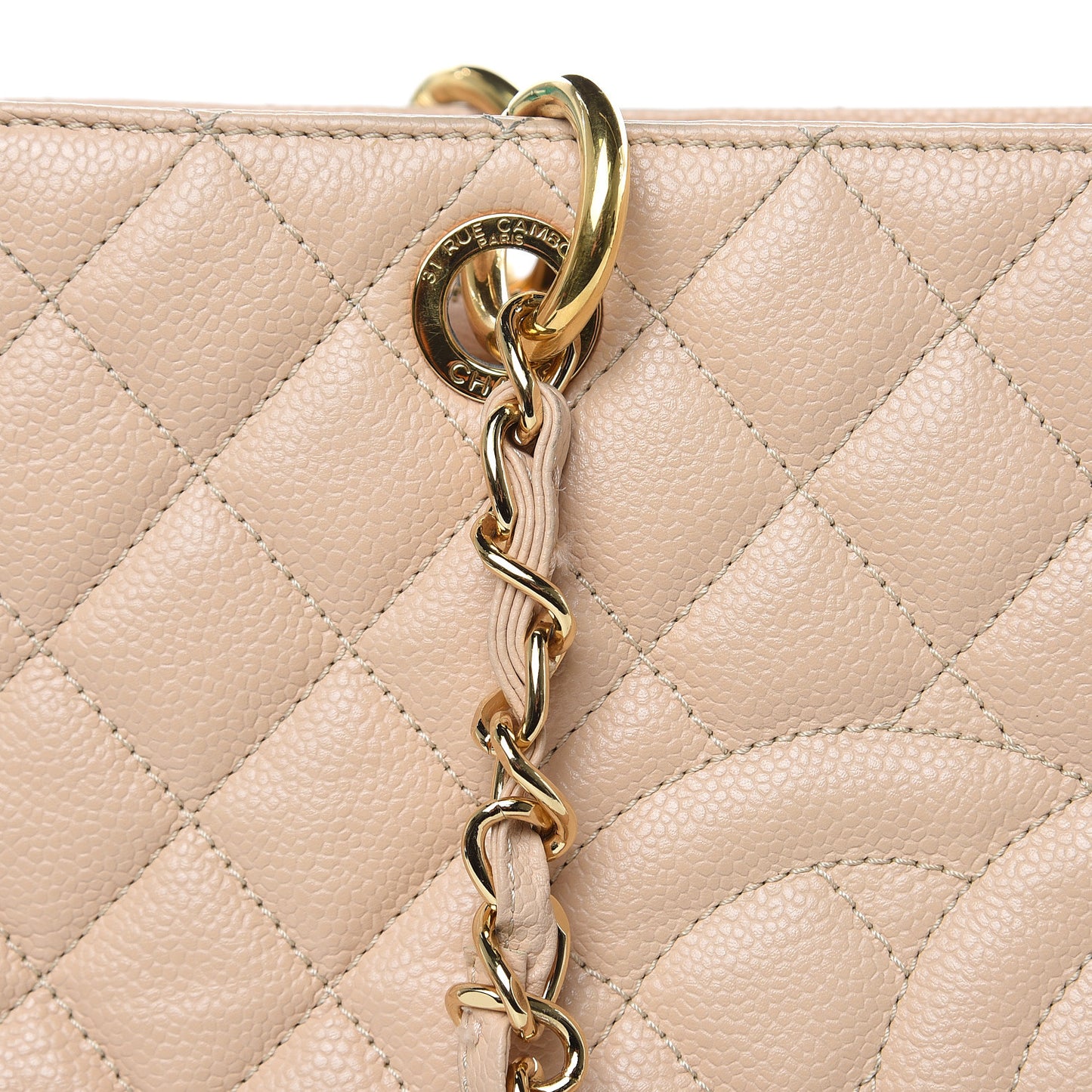 Caviar Quilted Grand Shopping Tote GST Beige Clair