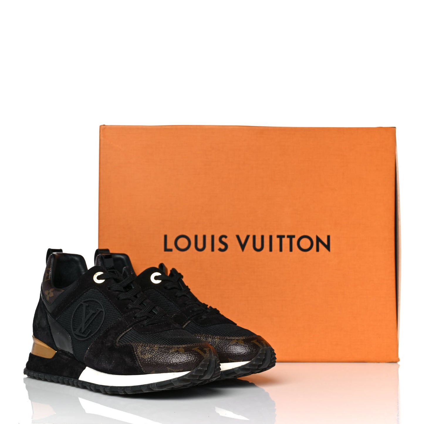 Suede Monogram Run Away Sneakers 36 Black