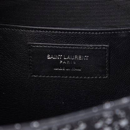 Saint Laurent Suede Glitter Classic Monogram Cassandre Tassel Clutch Black 6 of 10