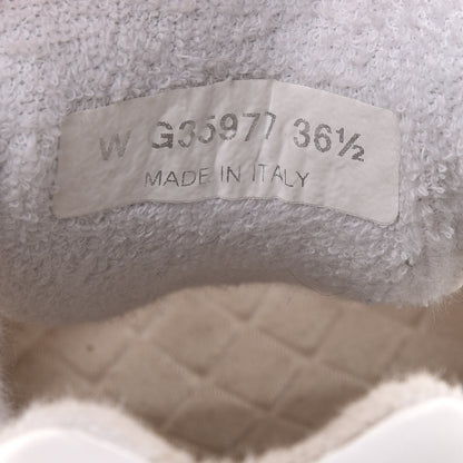 Chanel Suede Calfskin Fabric CC Sneakers 36.5 White Grey 8 of 12