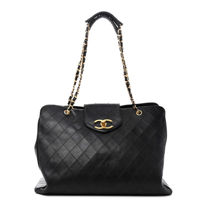 Chanel Calfskin Stitched XL Weekender Black 1 of 11