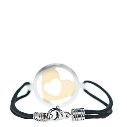 Bulgari Stainless Steel 18K Yellow Gold Tondo Heart Bracelet 2 of 4