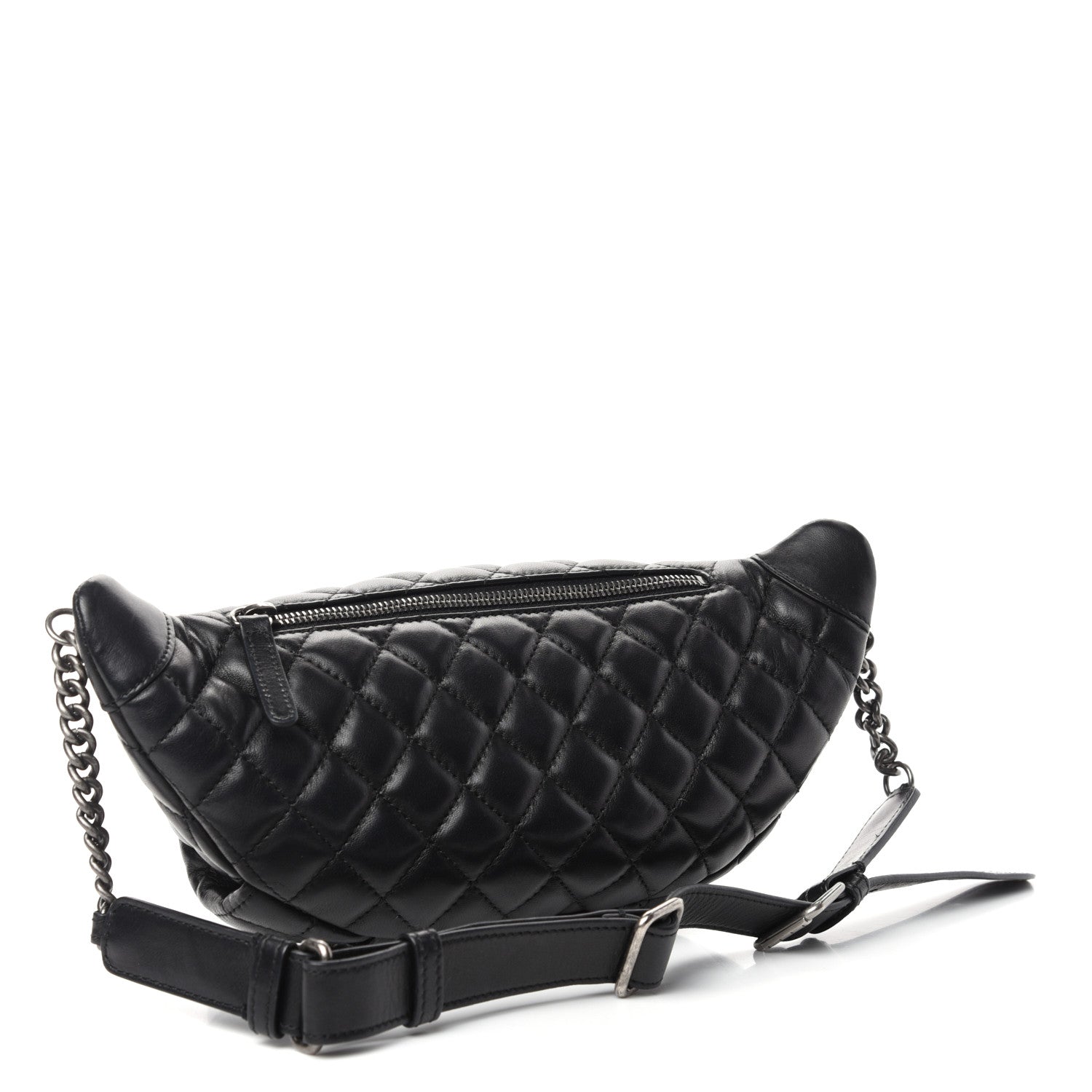 Chanel Lambskin Quilted Banane Waist Bag Fanny Pack Black 3 of 9