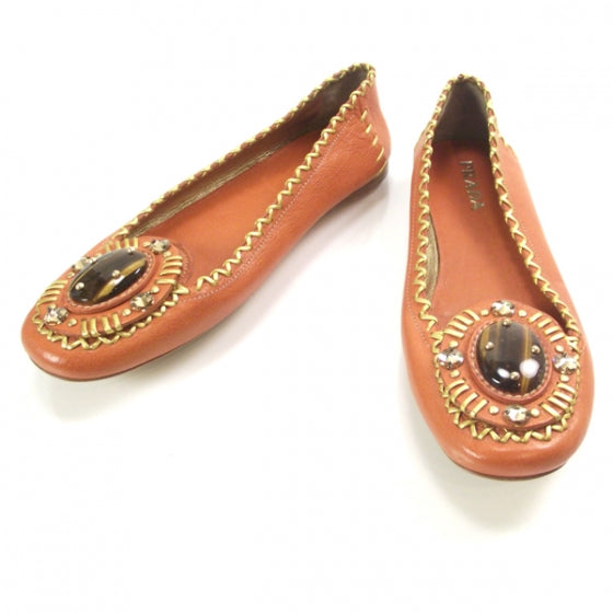 Buffalo Stone Tiger Eye Flats 36.5 Papaya