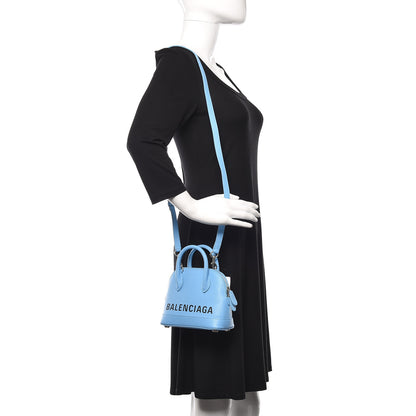 Balenciaga Signature Grained Calfskin Logo XXS Ville Top Handle Bag Baby Blue Black 2 of 10