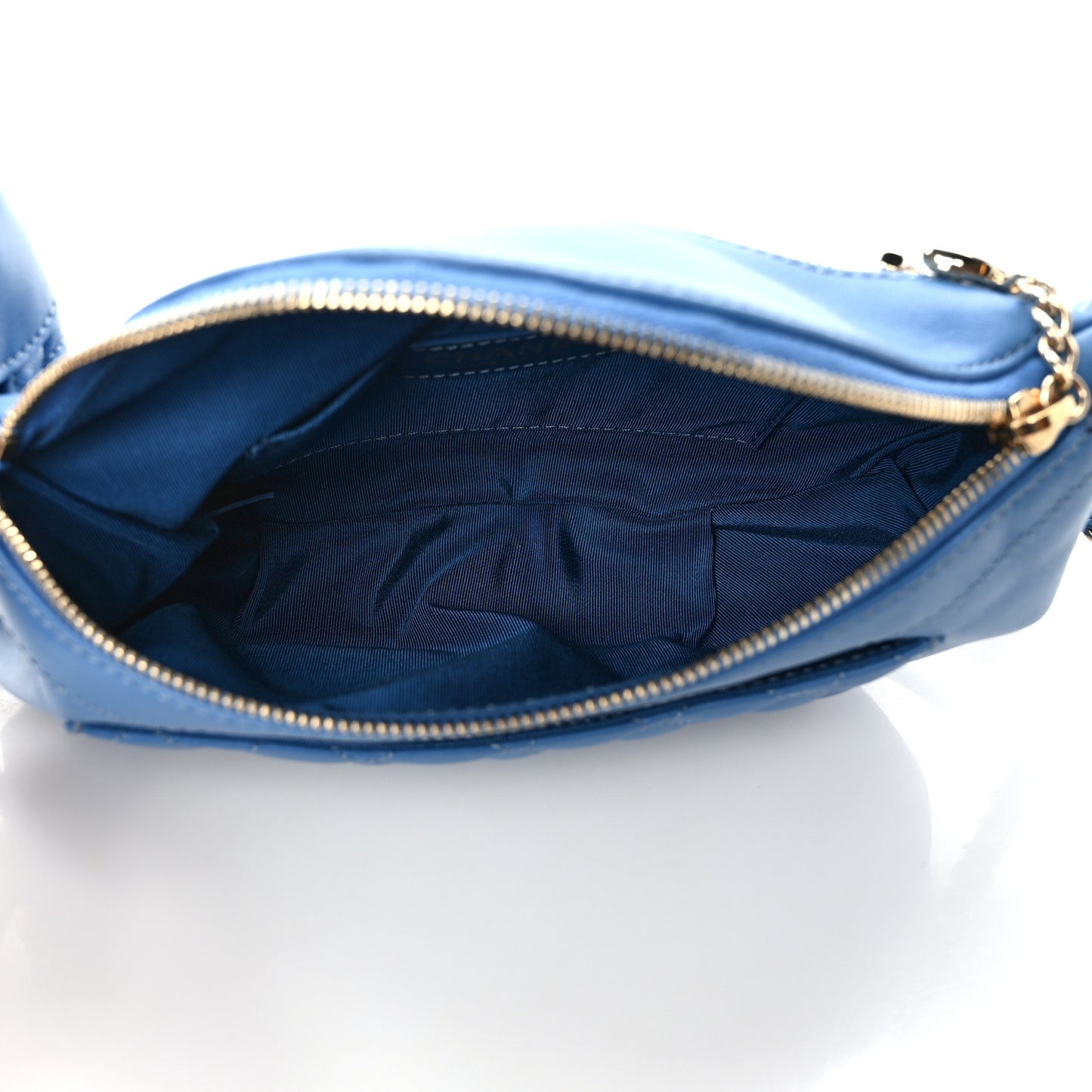 Crumpled Lambskin Quilted Waist Bag Fanny Pack Blue