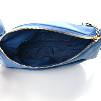 Chanel Crumpled Lambskin Quilted Waist Bag Fanny Pack Blue 5 of 9