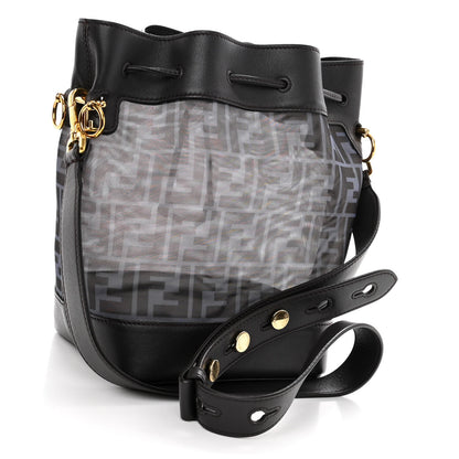 Fendi Mesh Vitello Grace F is Fendi FF 1974 Grande Mon Tresor Bucket Bag Azzurro Black Ebano 3 of 10