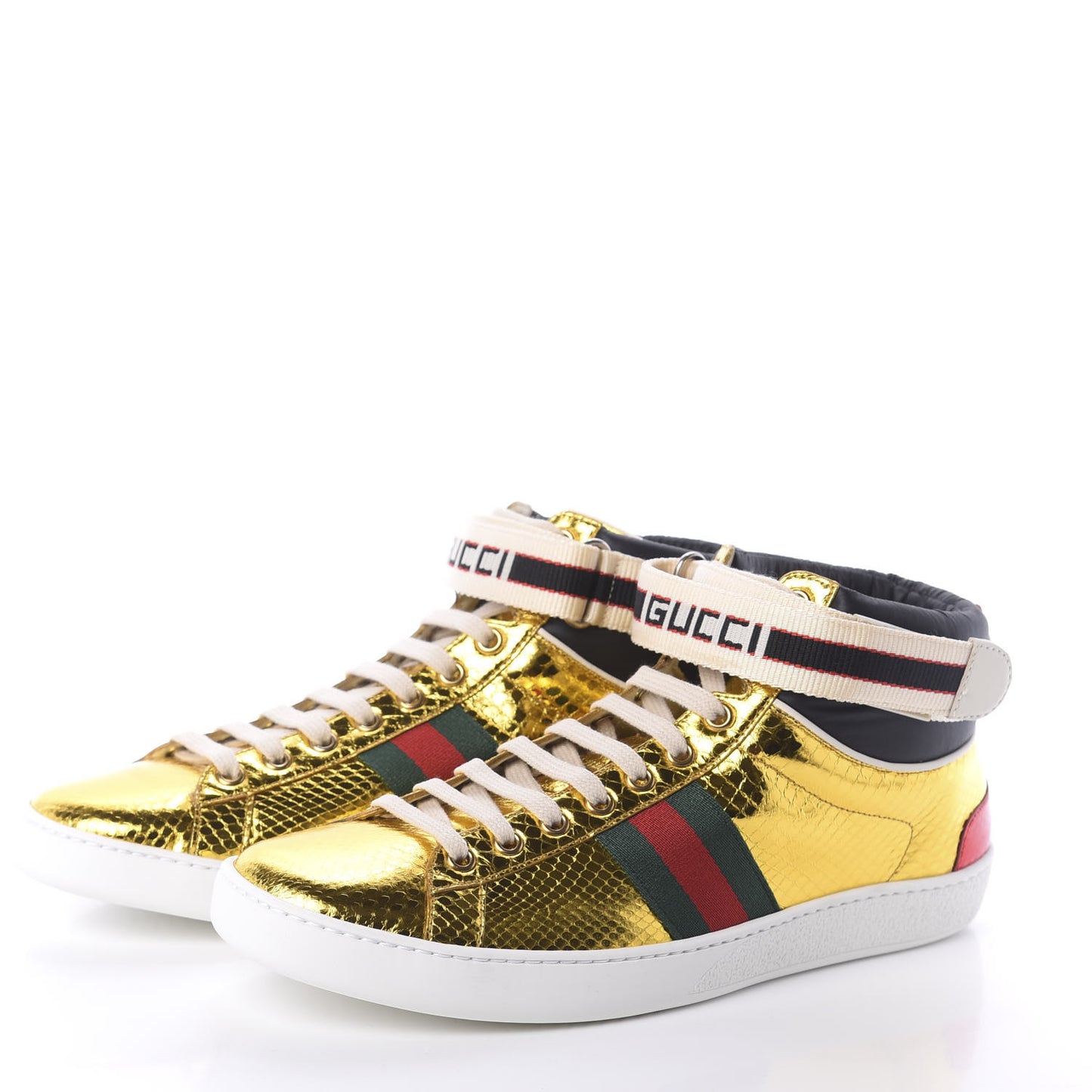 Metallic Ayers Web Womens New Ace Stripe High Top Sneakers 41.5 Oro