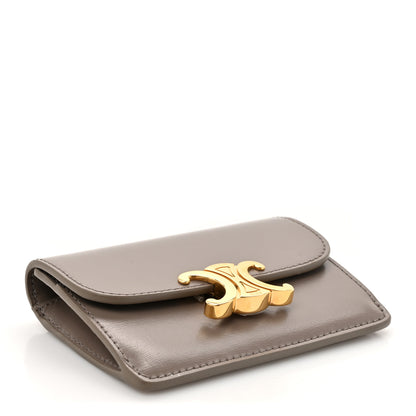 Celine Shiny Calfskin Triomphe Flap Card Holder Pebble 4 of 10