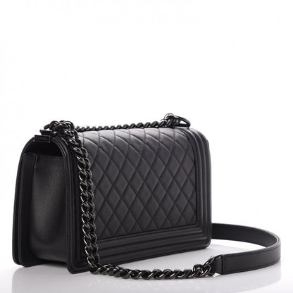 Chanel Calfskin Quilted Medium Boy Flap So Black 3 of 9