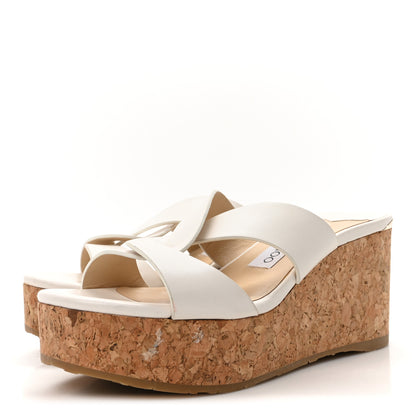 Jimmy Choo Calfskin Cork Duclet Wedge 90 Sandals 36 White Cuoio 4 of 8