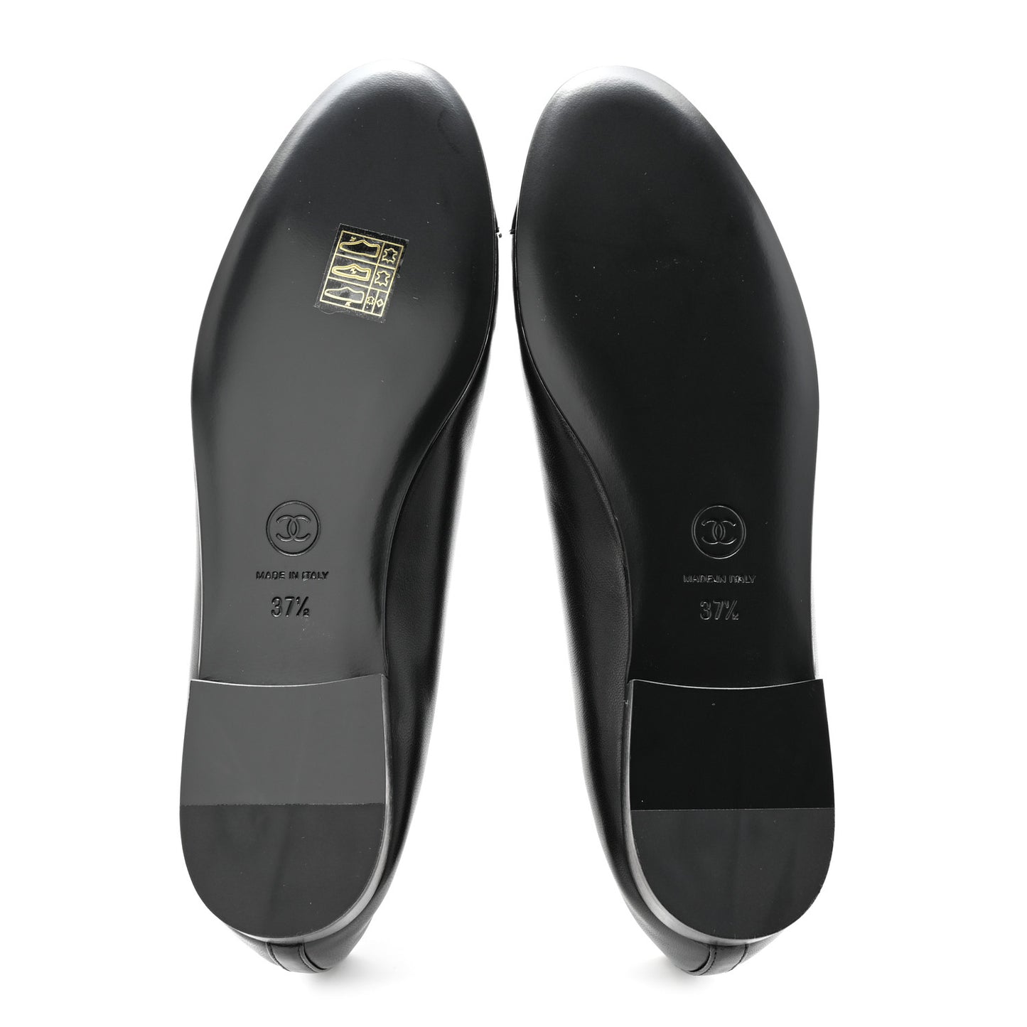 Lambskin Patent CC Cap Toe Ballerina Flats 37.5 Black