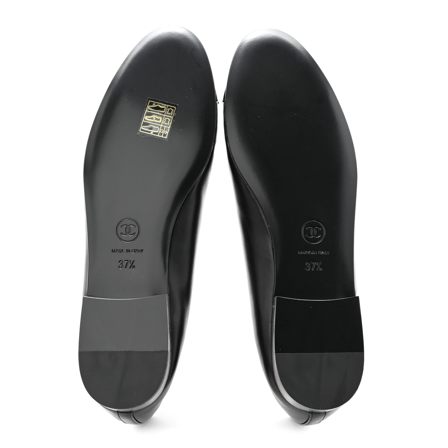 Chanel Lambskin Patent CC Cap Toe Ballerina Flats 37.5 Black 5 of 10