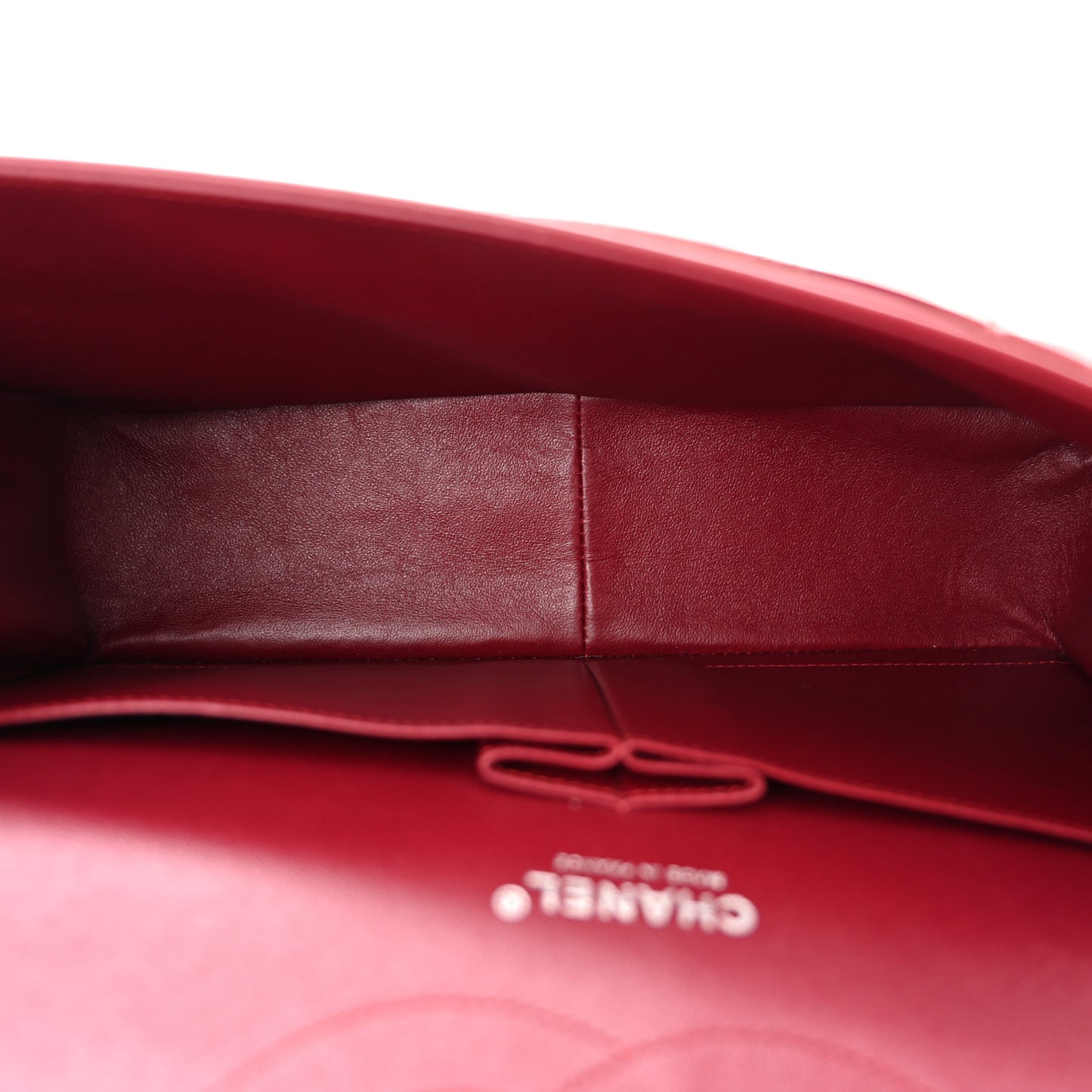 Patent Calfskin Quilted Jumbo Double Flap Red