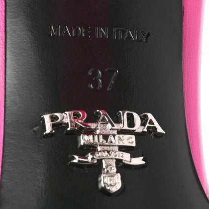 Prada Nappa Soft Padded Metal Triangle Logo 65mm Slide Sandals 37 Begonia Fluo 8 of 11