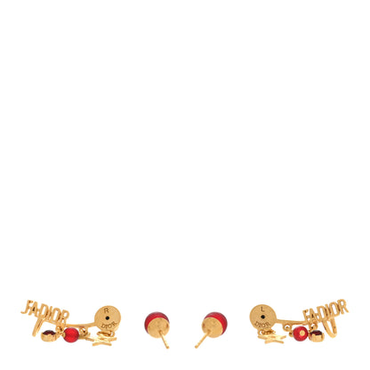 Christian Dior Pearl Crystal J'Adior Earrings Aged Gold Red 3 of 4