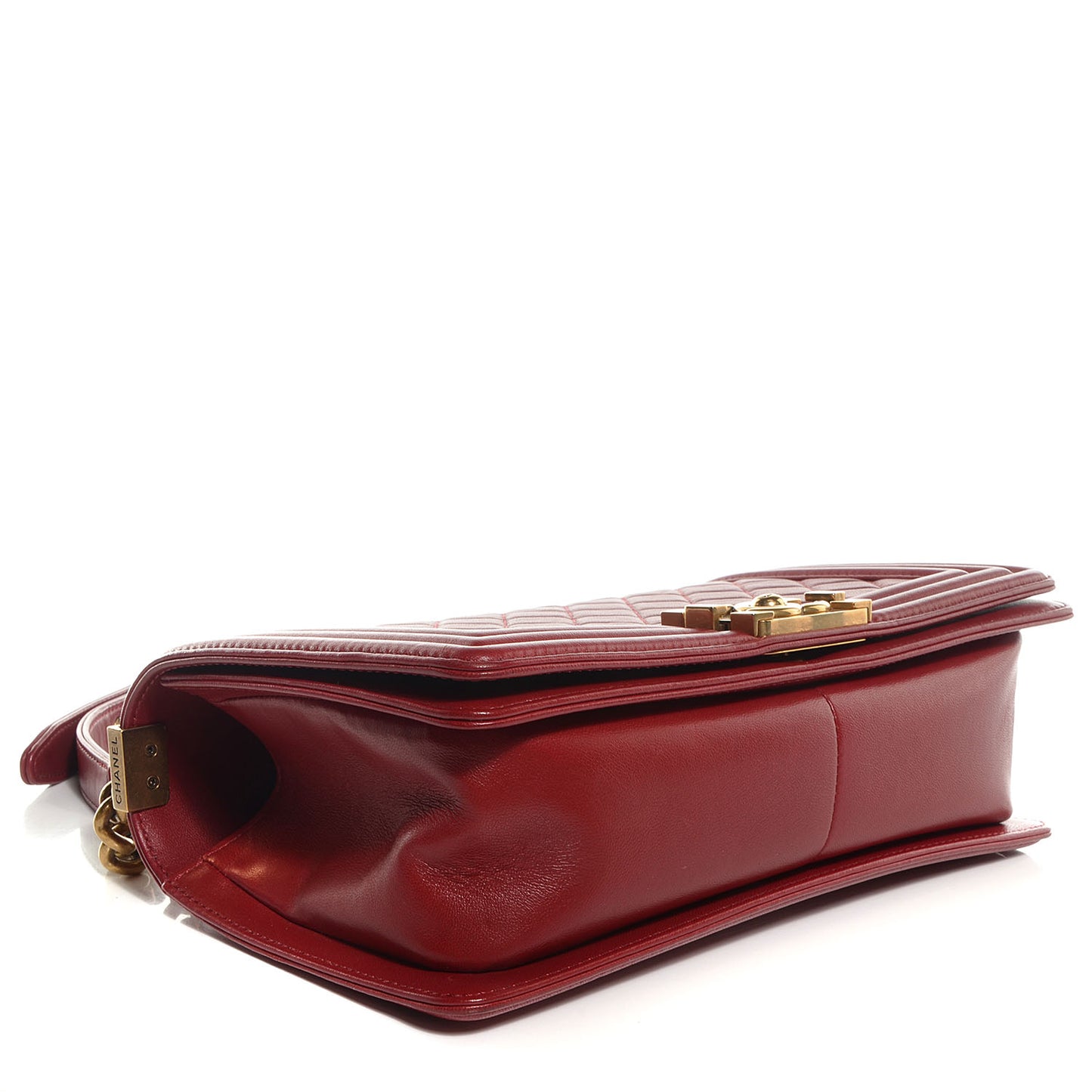 Lambskin Quilted Medium Boy Flap Dark Red
