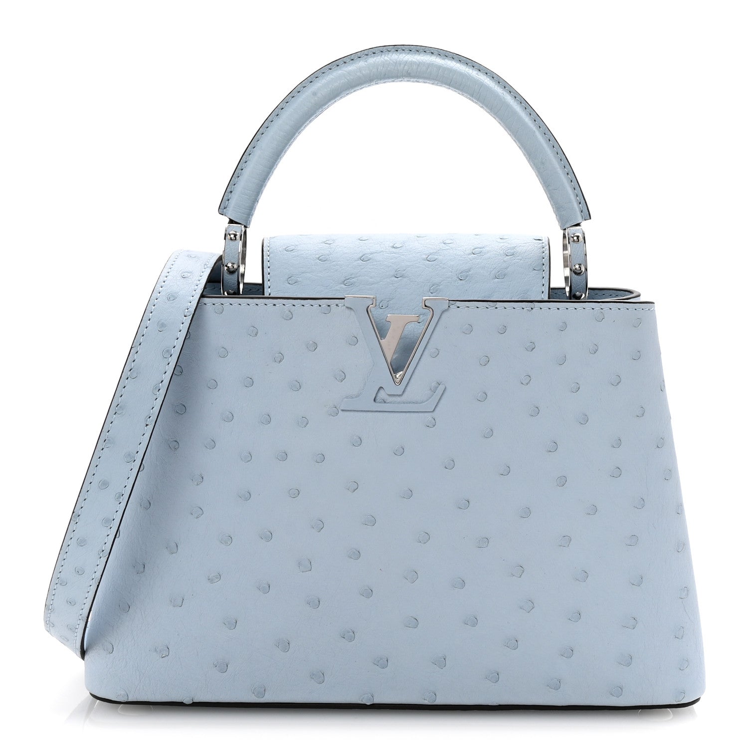 Louis Vuitton Ostrich Flower Chain Capucines BB Light Blue 1 of 9
