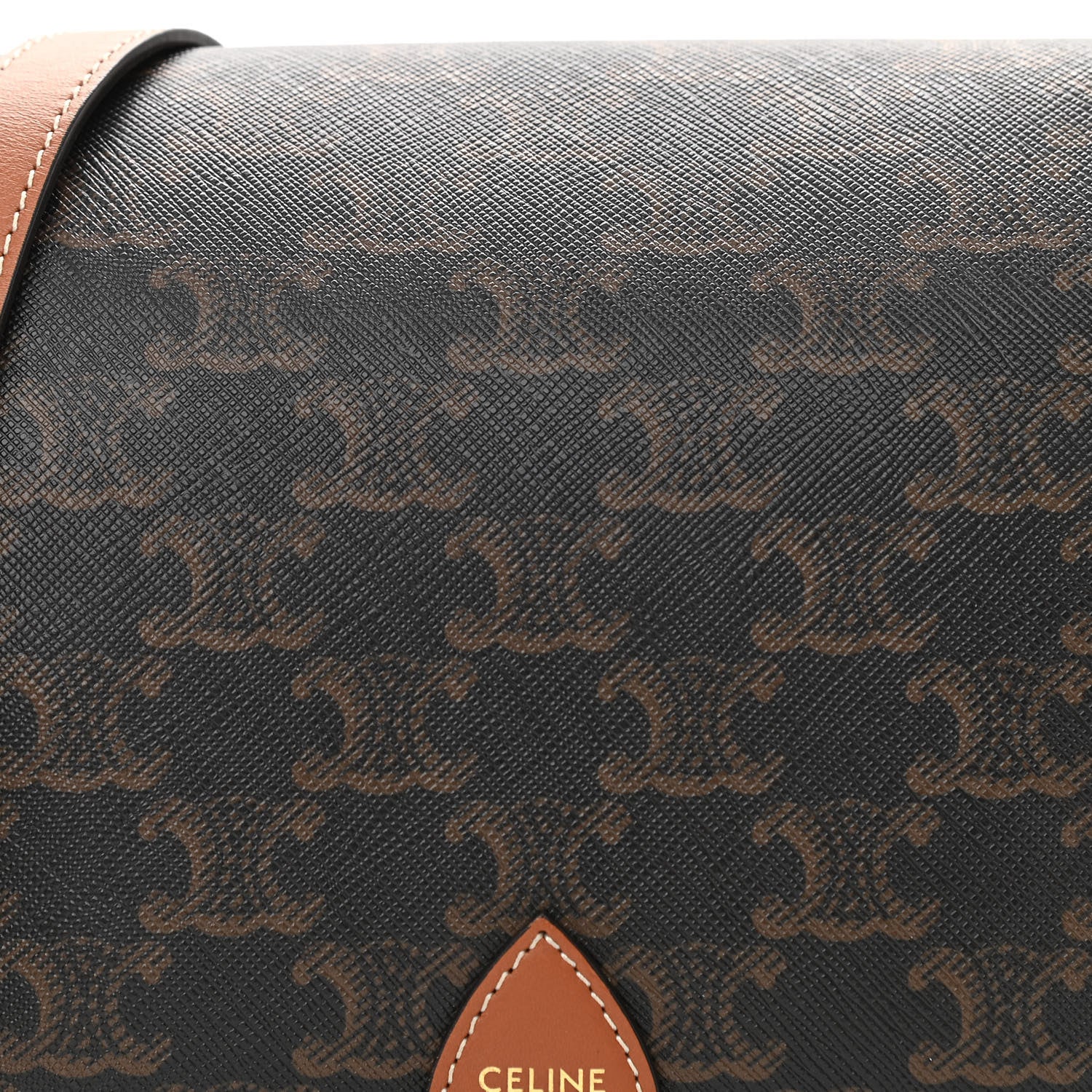 Celine Triomphe Canvas Medium Folco Bag Tan 9 of 12