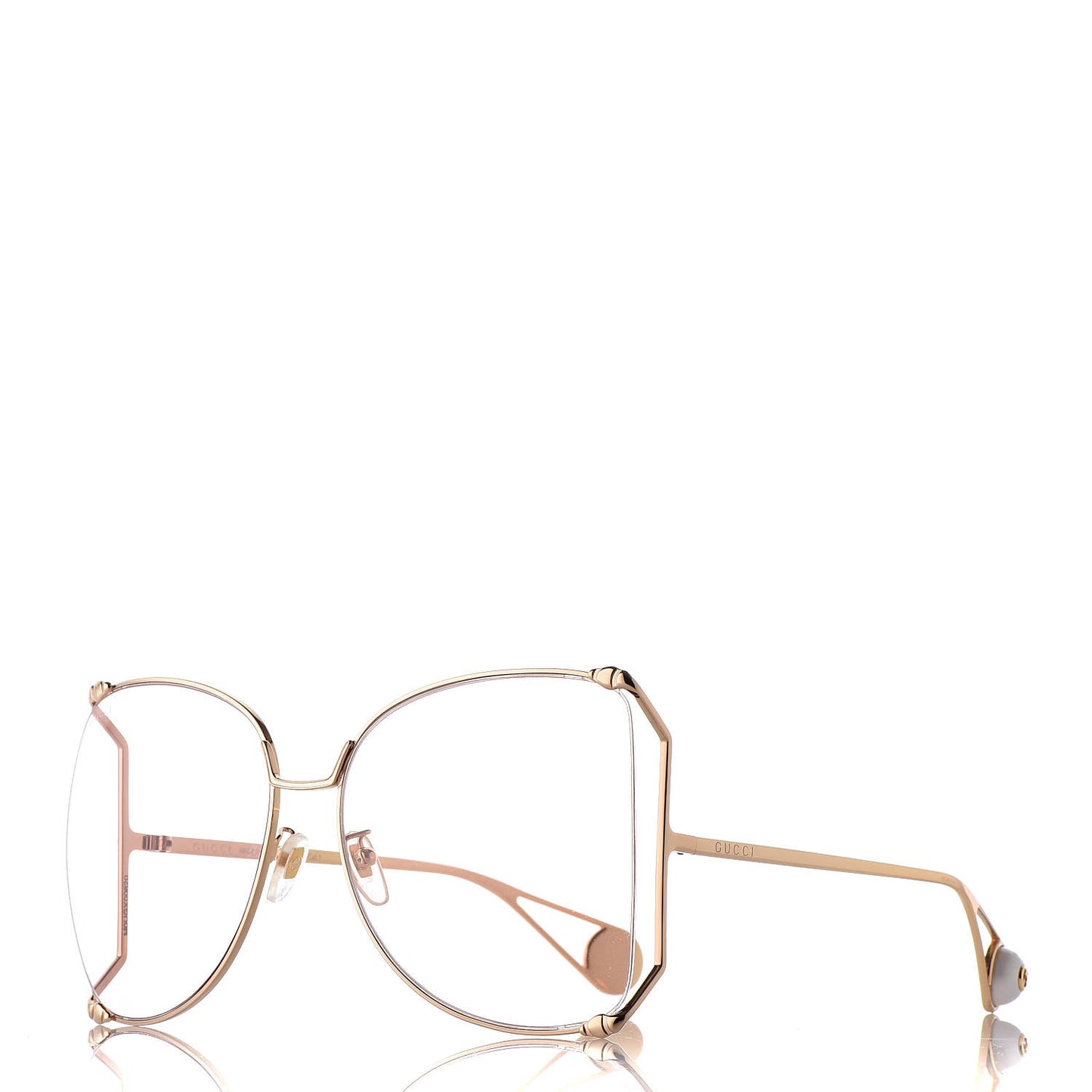Oversized Round Sunglasses GG0252S Gold Brown