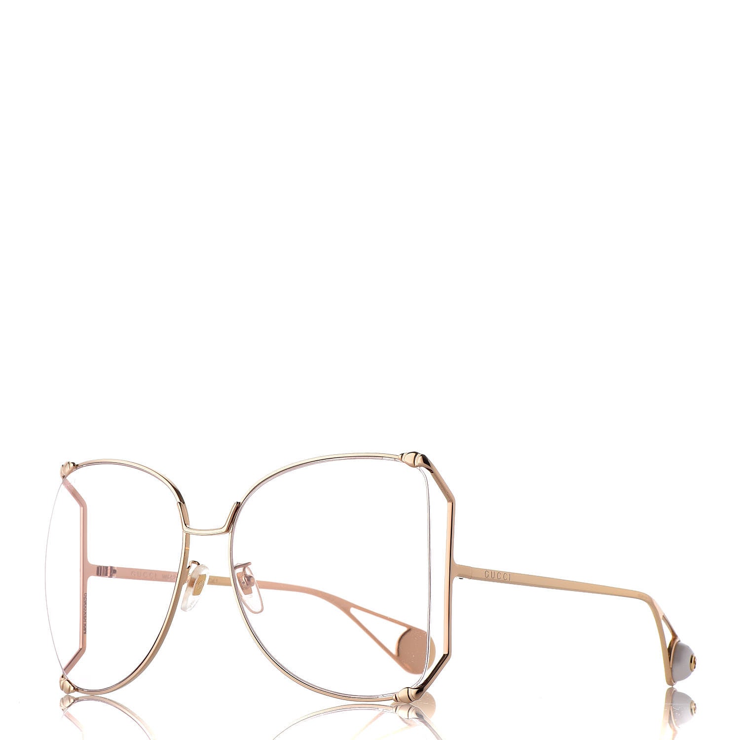 Gucci Oversized Round Sunglasses GG0252S Gold Brown 1 of 9