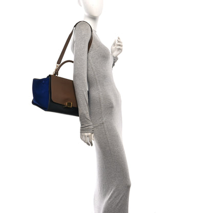 Celine Bullhide Calfskin Nubuck Small Tri-Color Trapeze Coffee 2 of 9