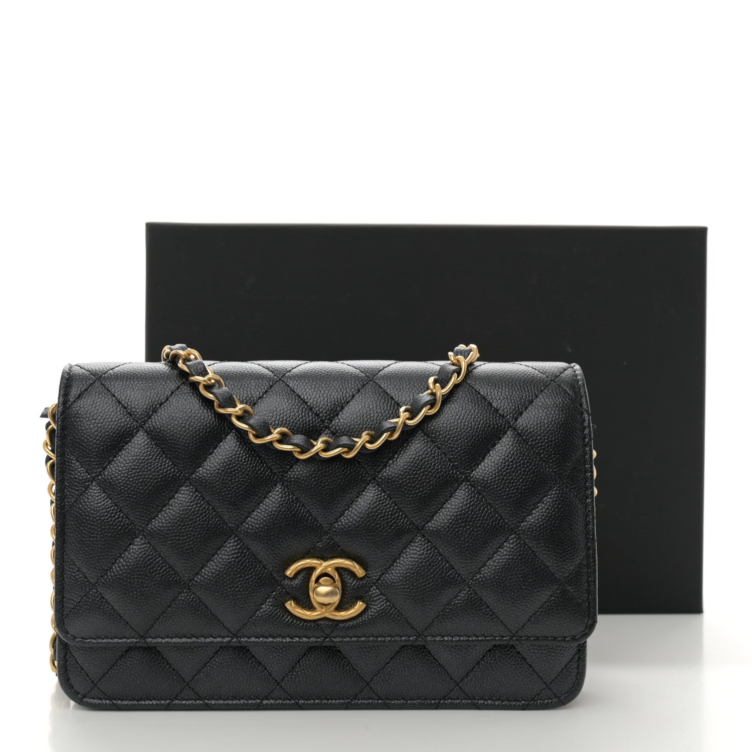 Chanel Pearly Caviar Quilted Fit For You Wallet On Chain WOC Black 12 of 12