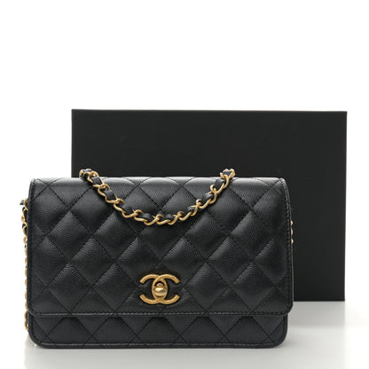 Chanel Pearly Caviar Quilted Fit For You Wallet On Chain WOC Black 12 of 12
