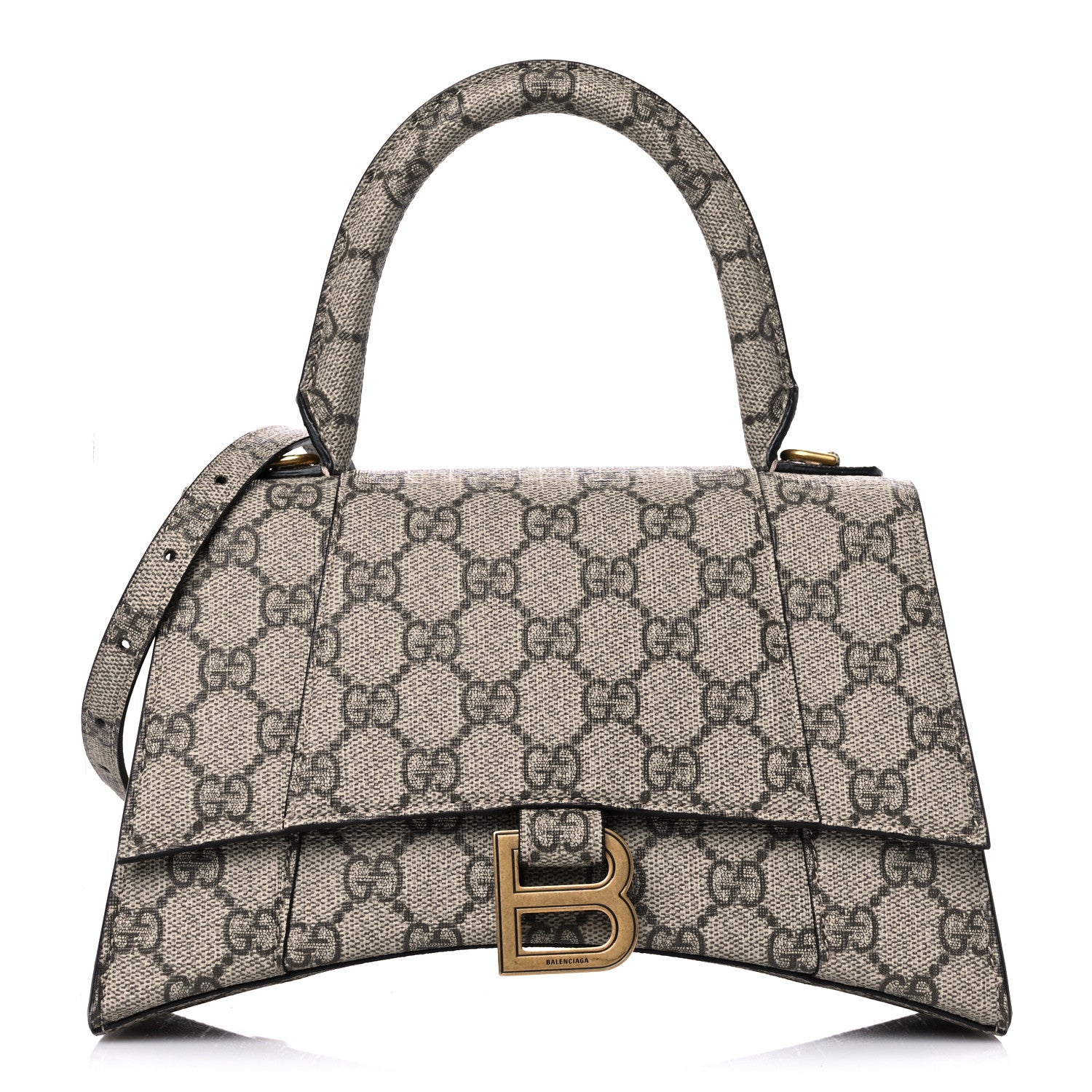 Balenciaga X GUCCI GG Supreme Monogram Small Hourglass Top Handle Bag Beige Ebony 1 of 10