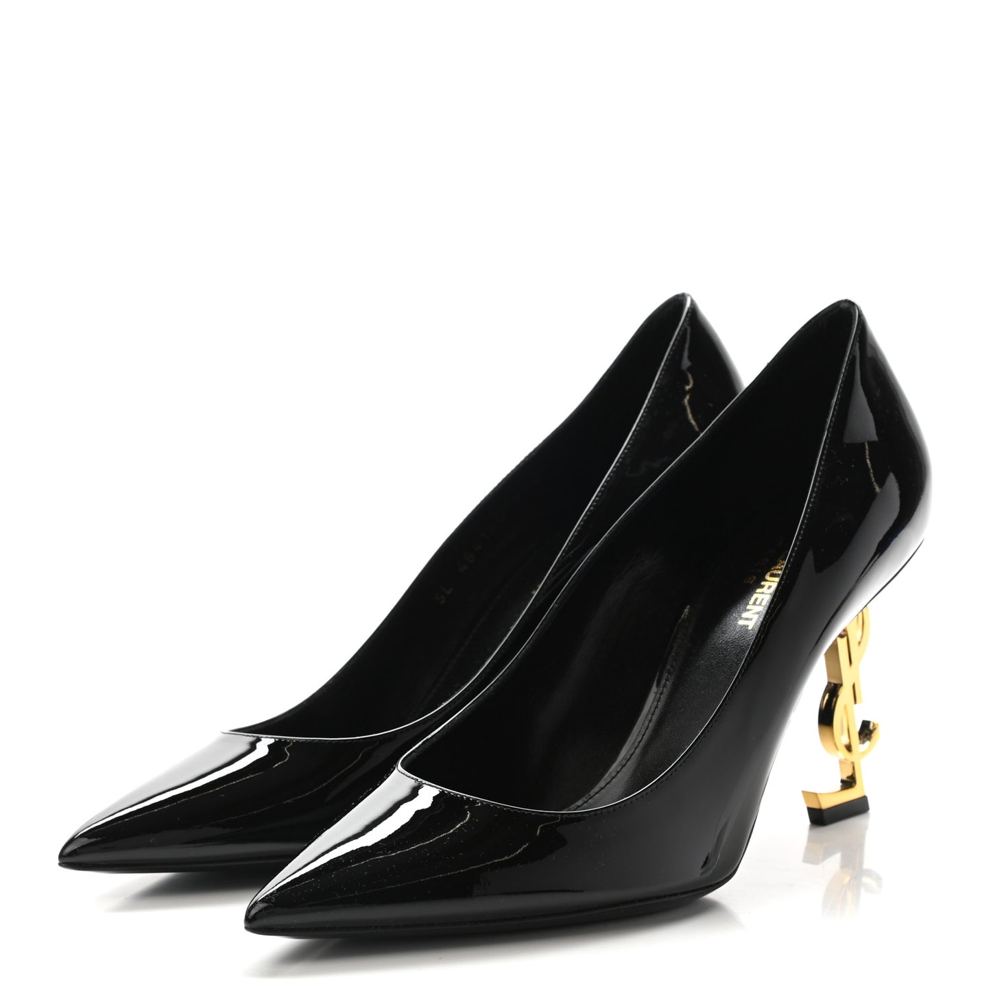 Patent Calfskin Opyum 85 Pumps 39.5 Black Gold