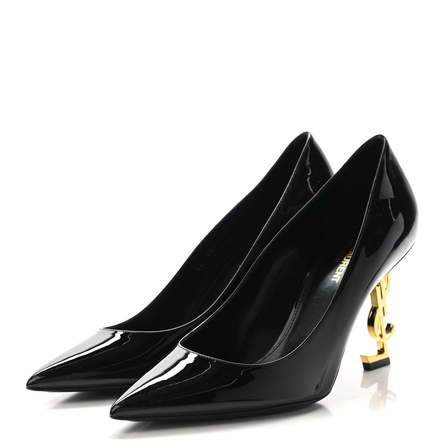 Saint Laurent Patent Calfskin Opyum 85 Pumps 39.5 Black Gold 3 of 8