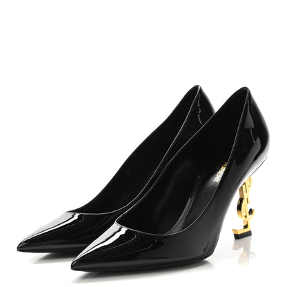 Saint Laurent Patent Calfskin Opyum 85 Pumps 39.5 Black Gold 3 of 8