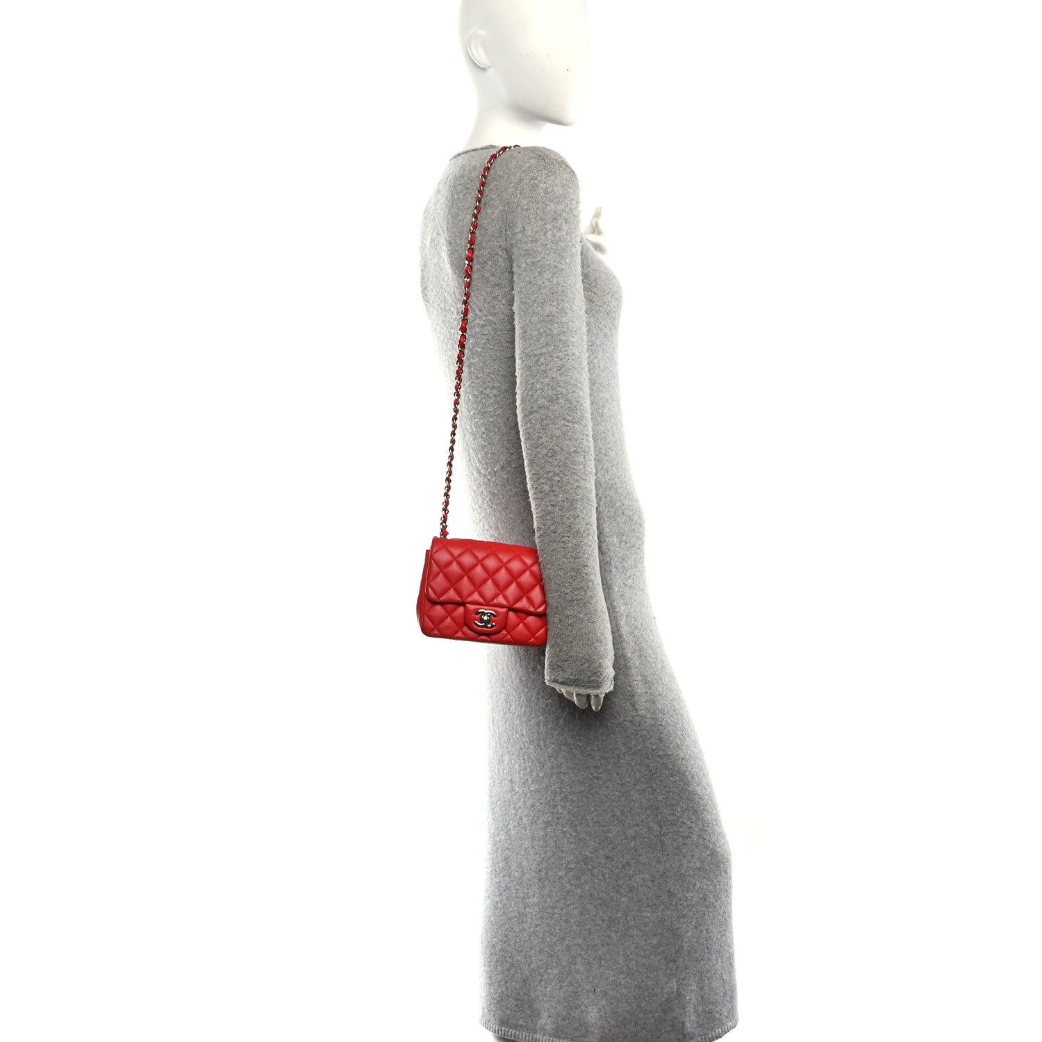 Chanel Lambskin Quilted Mini Square Flap Red 2 of 11