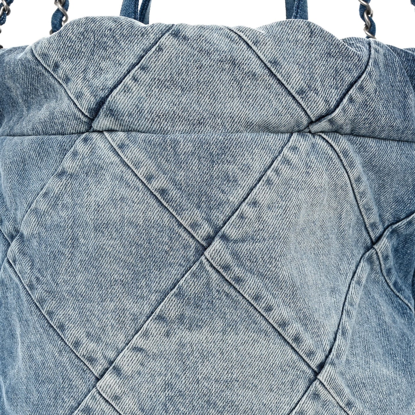 Denim Quilted Chanel 22 Backpack Blue