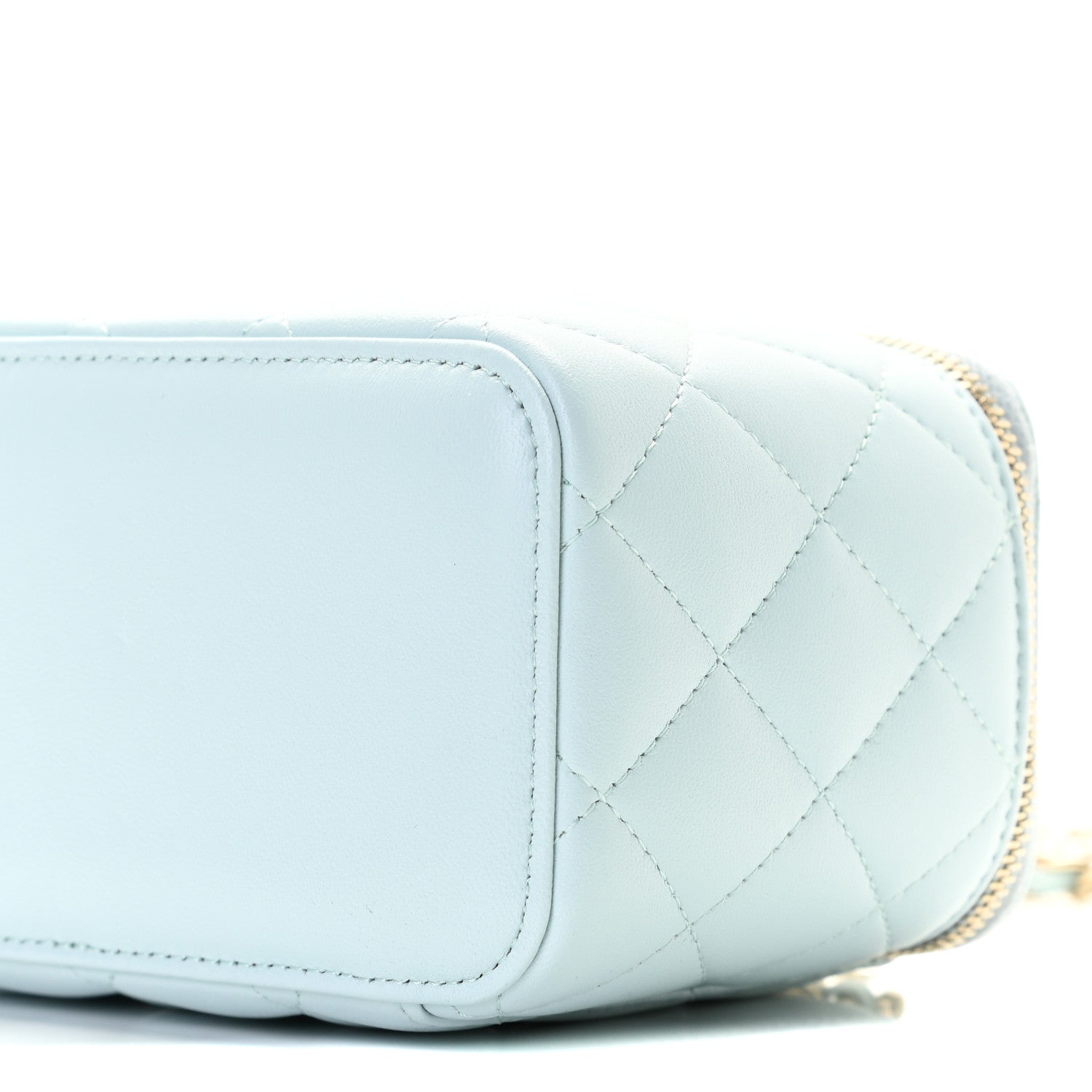 Chanel Lambskin Quilted Small Top Handle Vanity Case With Chain Light Blue 9 of 10