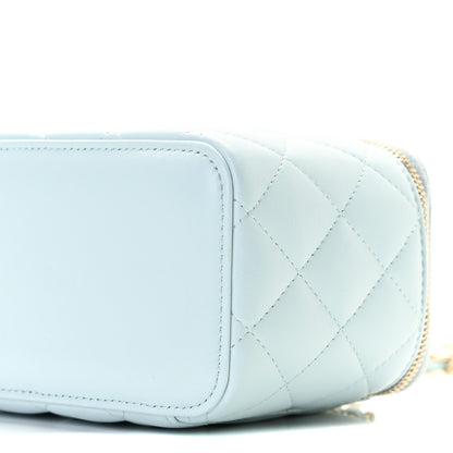 Chanel Lambskin Quilted Small Top Handle Vanity Case With Chain Light Blue 9 of 10