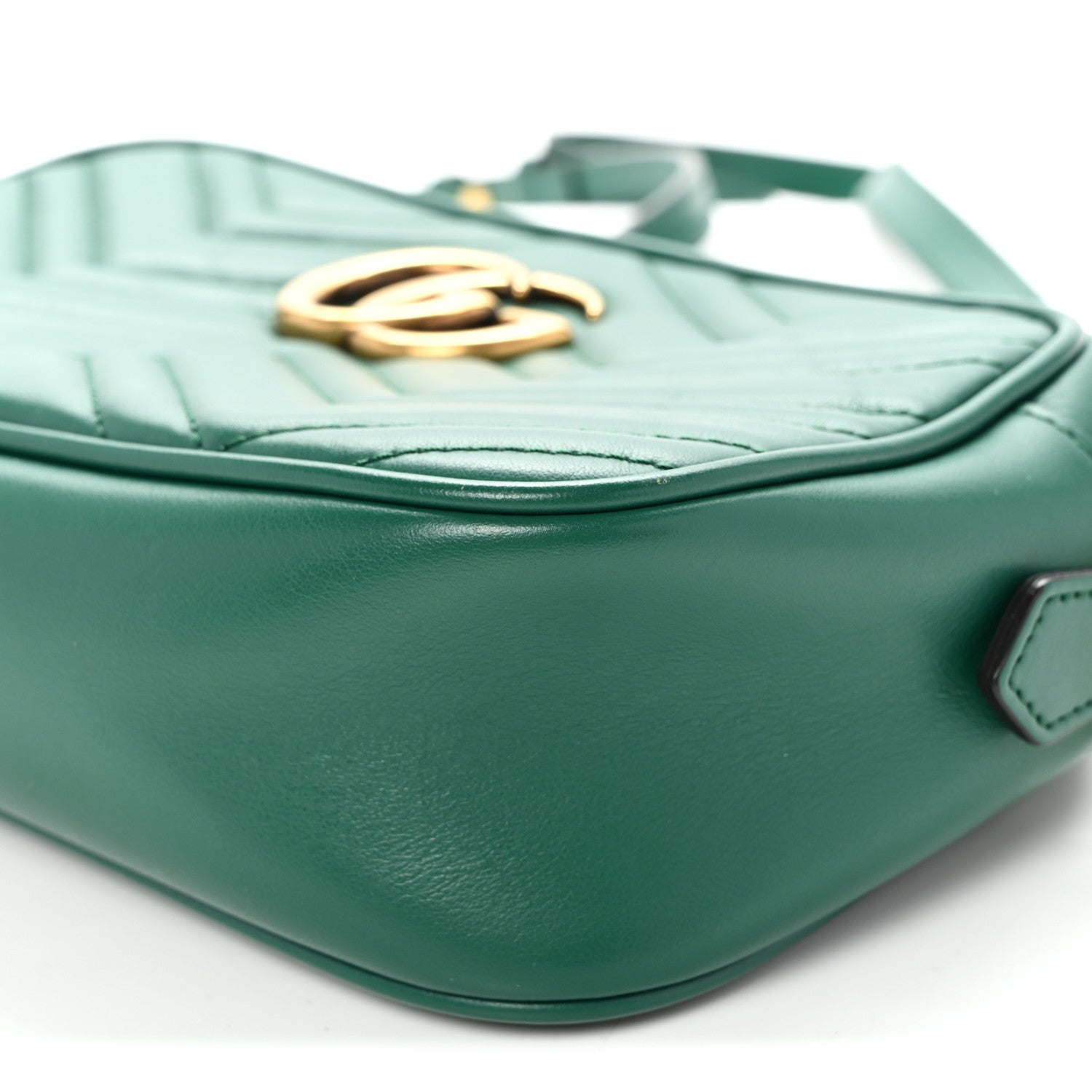 Gucci Calfskin Matelasse Small GG Marmont Chain Shoulder Bag Emerald Green 10 of 11