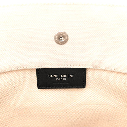 Saint Laurent Linen Calfskin Rive Gauche Bucket Bag Greggio Natural 6 of 9