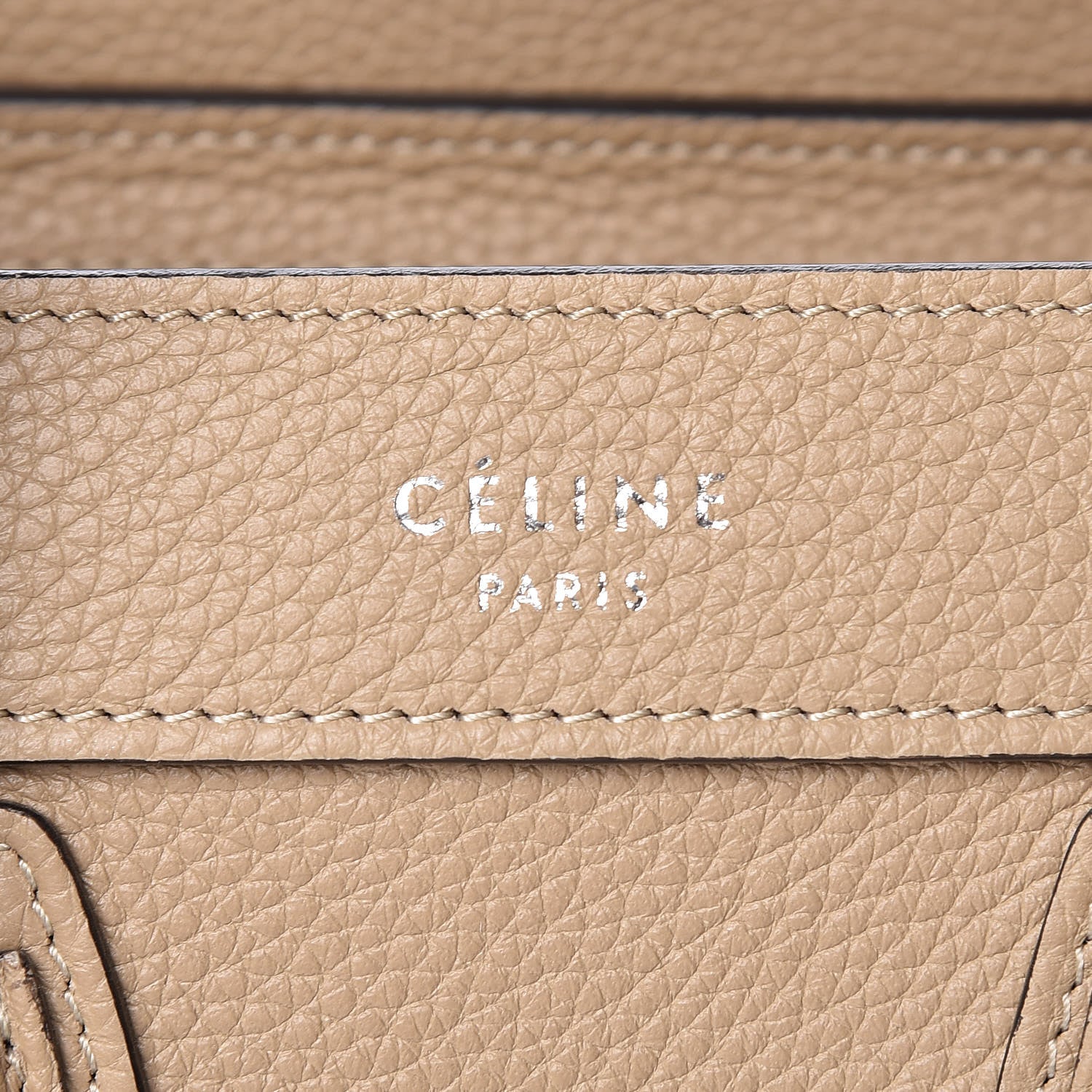 Celine Drummed Calfskin Nano Luggage Dune 6 of 10