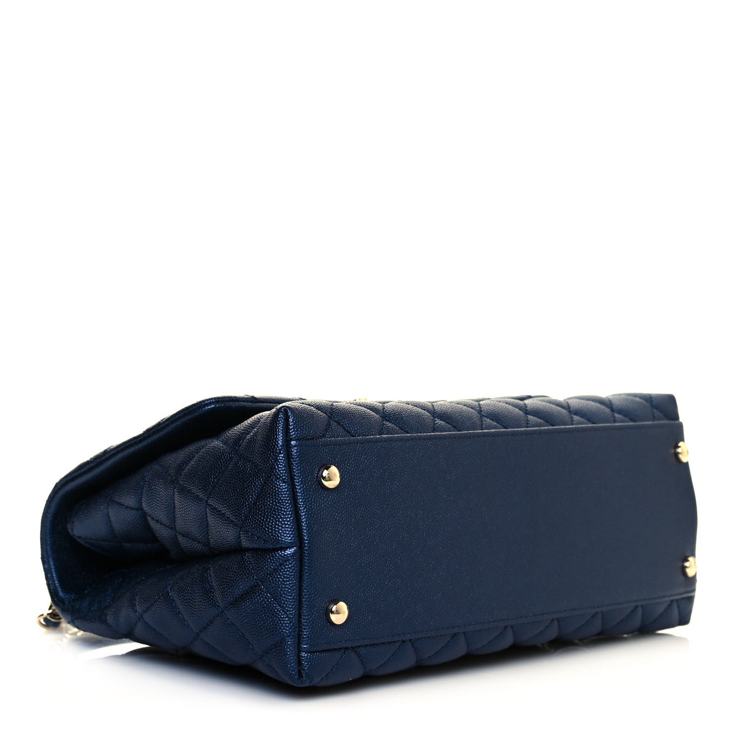 Iridescent Caviar Quilted Small Coco Handle Flap Dark Blue