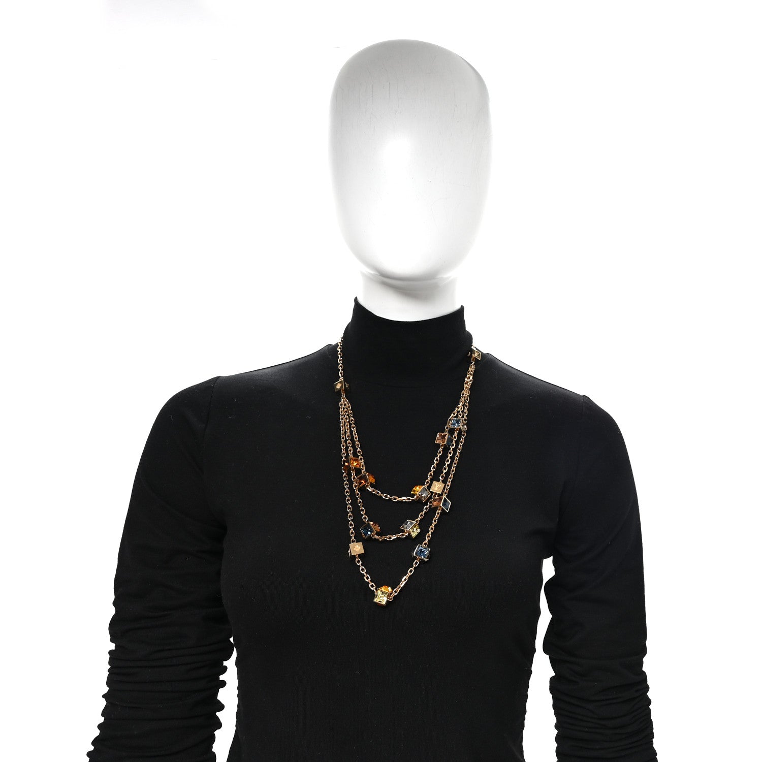 Louis Vuitton Swarovski Metal Gamble Long Necklace Gold Multicolor 2 of 5